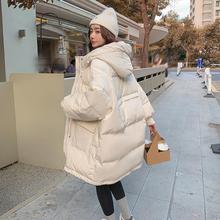 大牌高端米白色羽绒服女2023新款韩版宽松显瘦中长款冬季加厚外套