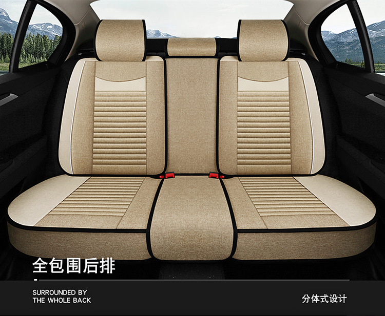 Car Seat Cover for All Seasons 2024 New Style Bag Seat Cover Linen Fabric Car Seat Cushion Surround Seat Cover