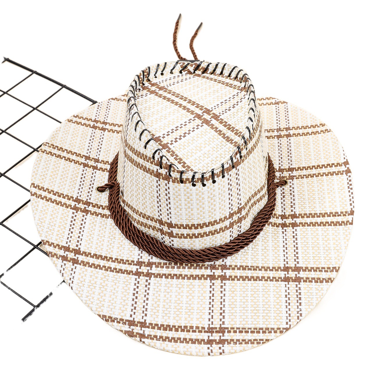 Sombrero de vaquero occidental de los nuevos hombres al aire libre viajes ocio mujeres sol-prueba sombrero de paja de imitación sombrero de pesca de verano a prueba de sol sombrero fresco