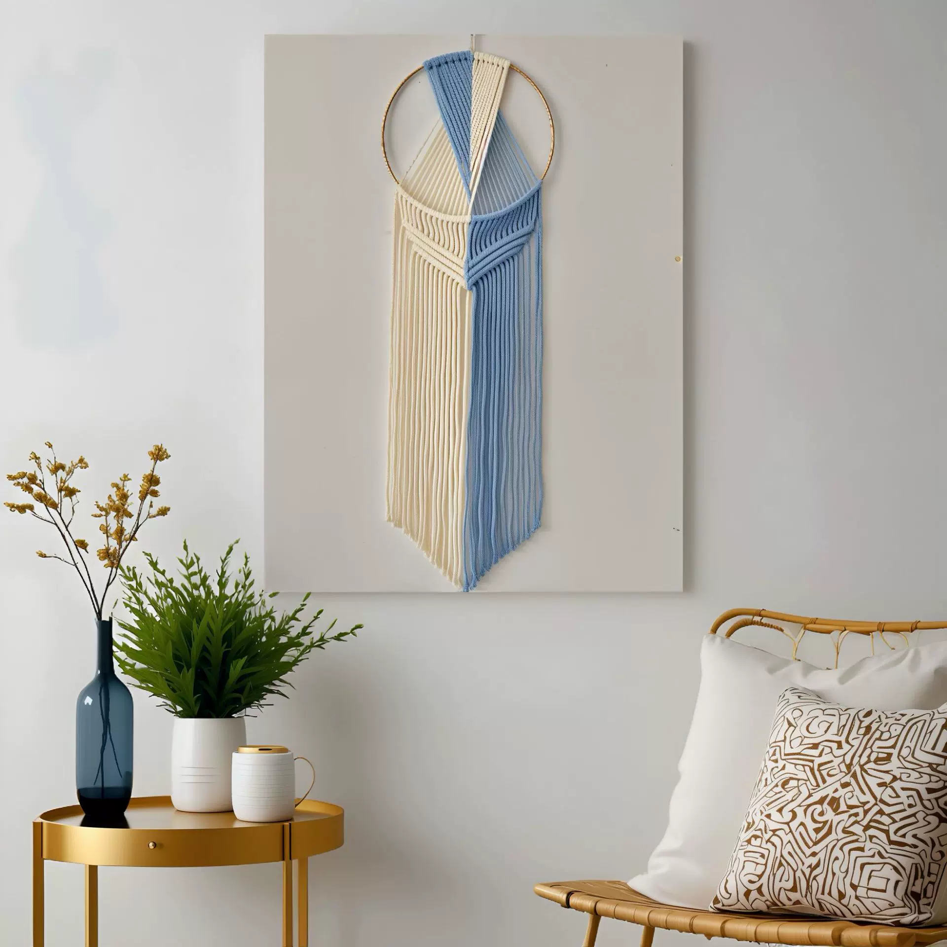 波西米亚风圆手工编织挂毯酒店民宿客厅装饰壁毯北欧艺术抽象壁挂