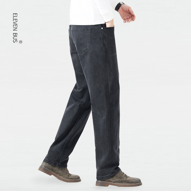 Capelli lisci di fabbrica di jeans da uomo neri puri slim slim quattro stagioni_voghion.com