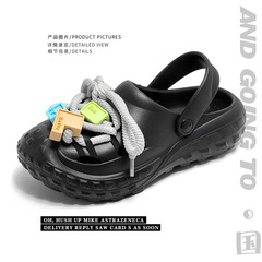 Summer thick bottom height-increasing couple's sandals men and women outdoor wear small crowd design sense toe cap hole shoes sandals beach shoes 