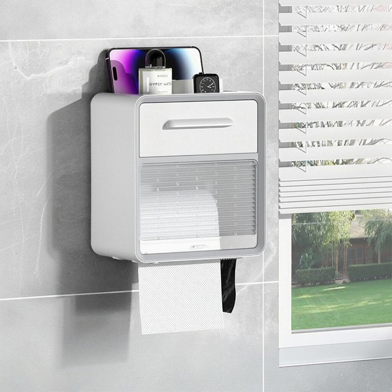 穴あけ不要のトイレットペーパーホルダー 壁掛け 防水 シンプル トイレットペーパーロールホルダー ペーパータオルホルダー ペーパーロール収納ラック|undefined