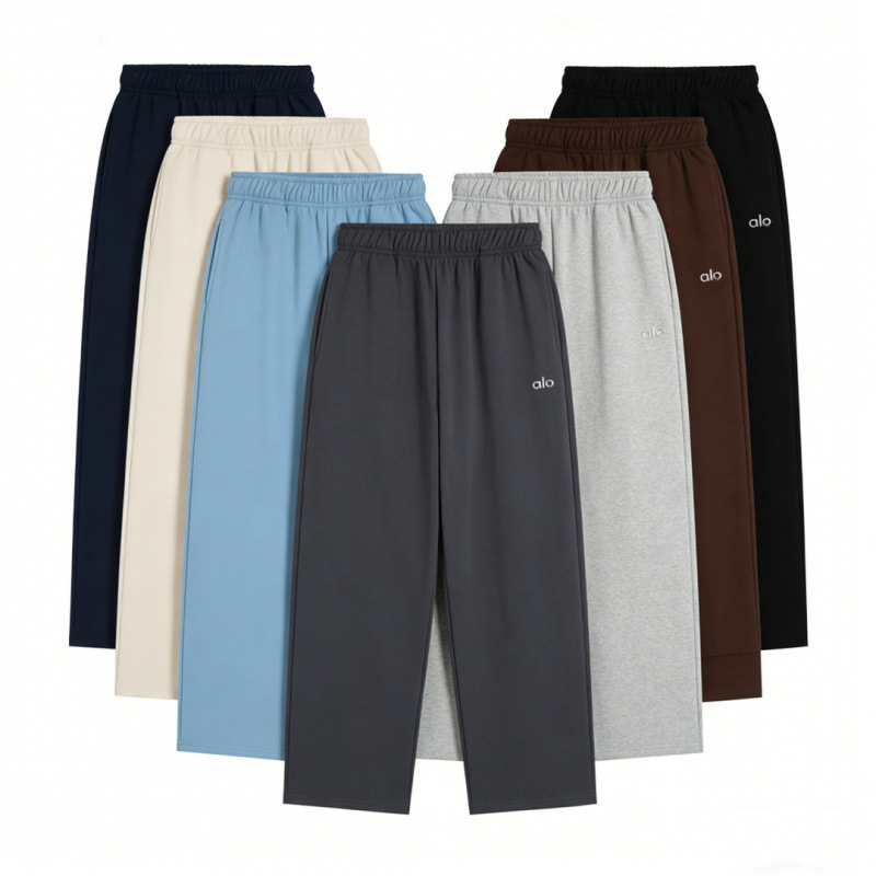 Cross-Border Foreign Trade Alo American-Style New High-Quality Multi-Color Solid Color Straight-Leg Sports Casual Versatile Long Pants for Men and Women Cross-Border Foreign Trade Alo American-Style New High-Quality Multi-Color Solid Color Straight-Leg Sports Casual Versatile Long Pants for Men and Women