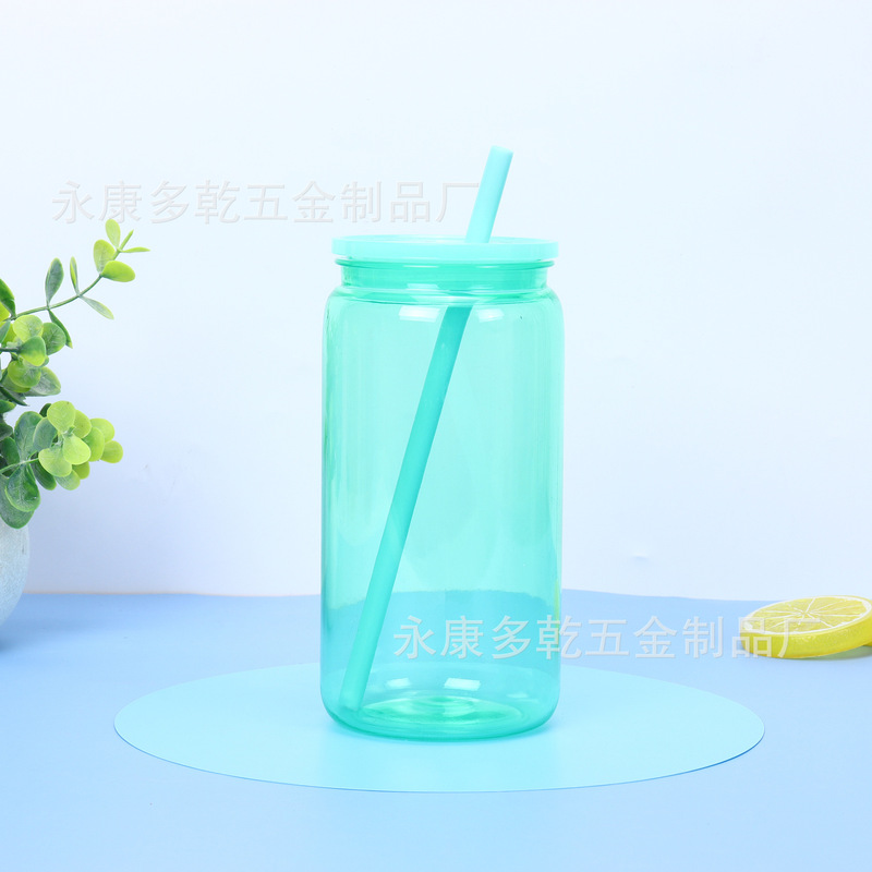 新品16オンスカラープラスチックメイソンカップカラーゼリースノーボールカップストローカップ20オンス二重プラスチックカップ|undefined