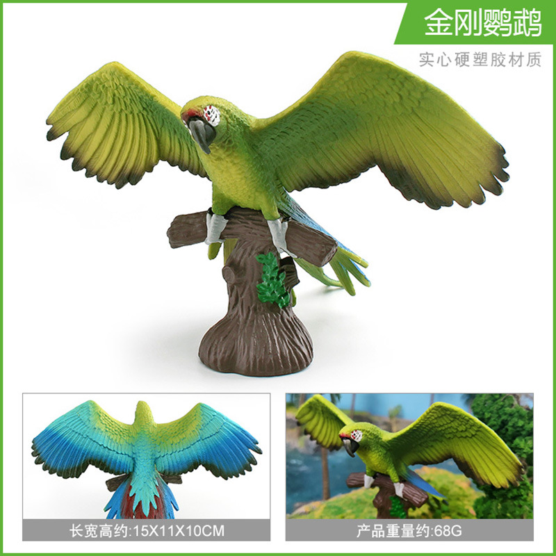 Simulación transfronteriza pájaro loro modelo niño cognoscitivo guacamayo bosque animal decoración juguete