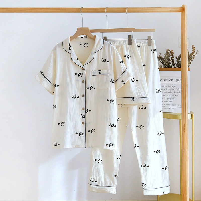Весна-лето тонкие пижамы, хлопковые шорты, повседневные trousers, комплект, осень, свободный крой, 3 предмета