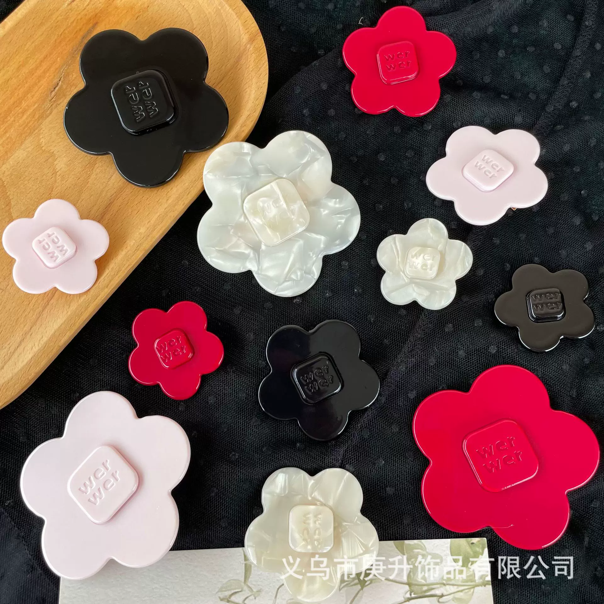 跨境可定制花朵清新甜美压夹一字夹wer字母高级侧边夹花朵发饰女