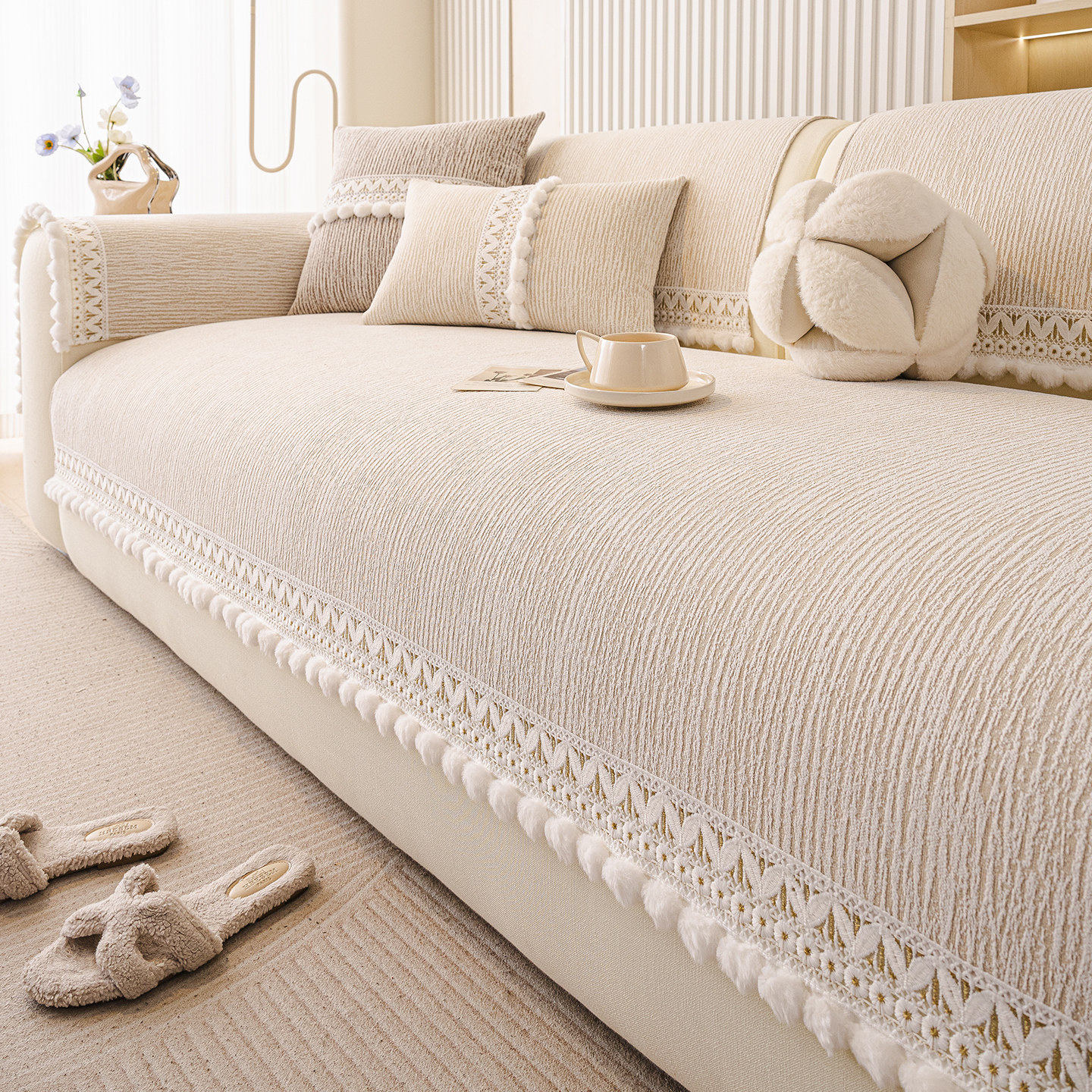 European Minimalist, French Romantic,Stretch Sofa Cover, Scratch-resistant Couch Slipcover, Non-slip Furniture Protector, Washable Elastic Cover, Pet_voghion.com