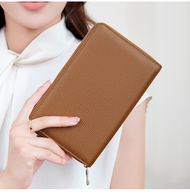 Gepäck & Taschen Oberschicht Rindsleder RFID Reisepasstasche Reißverschluss lange Passbuchtasche multifunktionale Dokumententasche große Kapazität echtes Leder Clutch_voghion.com