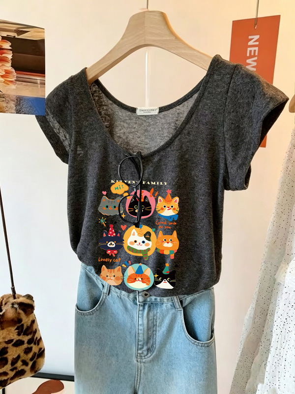 Front and Back U-Neck Solid Color Short-Sleeve Straight Loose Fit Summer Women's Thin Snowflake Cotton Simple Short-Sleeve T-Shirt Front and Back U-Neck Solid Color Short-Sleeve Straight Loose Fit Summer Women's Thin Snowflake Cotton Simple Short-Sleeve T-Shirt