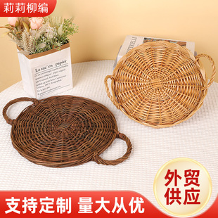 Japanese Tea Mat Tray Fruit Bread Basket Dim Pot Hand-woven Straw Tea Tray Afternoon Heat Insulation Mat Floor Mat