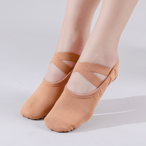 Full elastic cloth dance shoes for women, soft soles, children's practice dance shoes, adult cat claw shoes, ballet shoes that show the instep