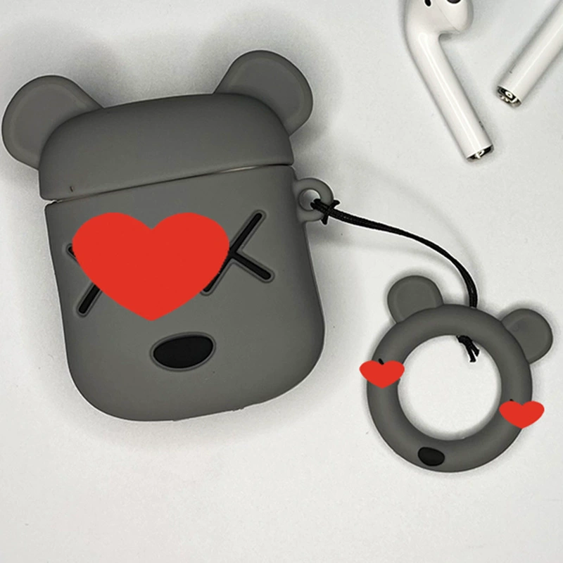 Силиконовый защитный чехол в виде мультфильма (Apple) для AirPods 1/2/Pro/3, милый карабин-брелок, Bluetooth-чехол