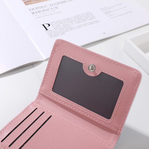 Cross-border women's high-end compact and simple short wallet Simple student Korean version women's three-fold coin purse