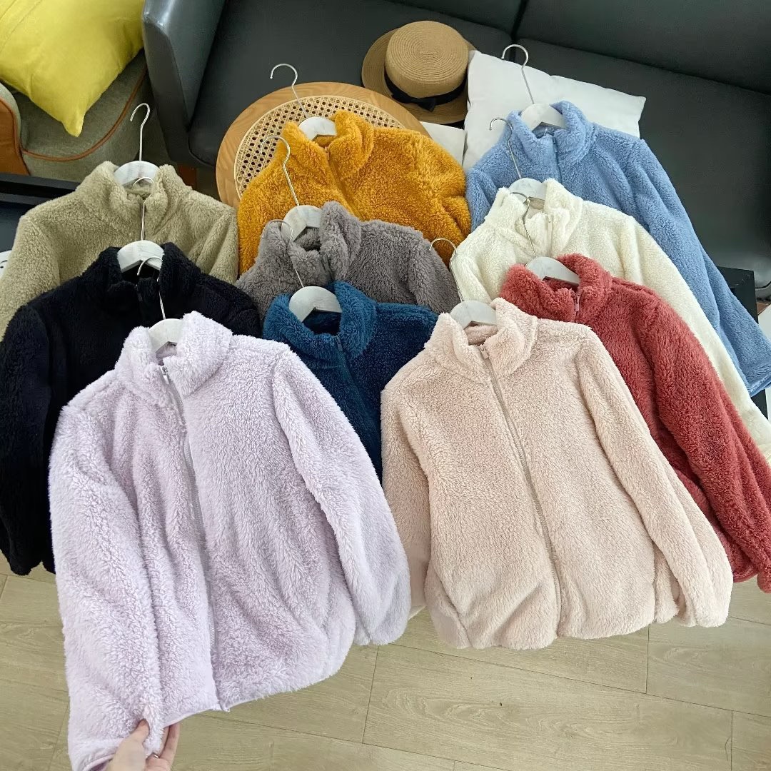 Chaqueta larga de felpa, manga larga, felpa coral, ropa de abrigo corta para otoño e invierno para mujer 479611/449753/439138