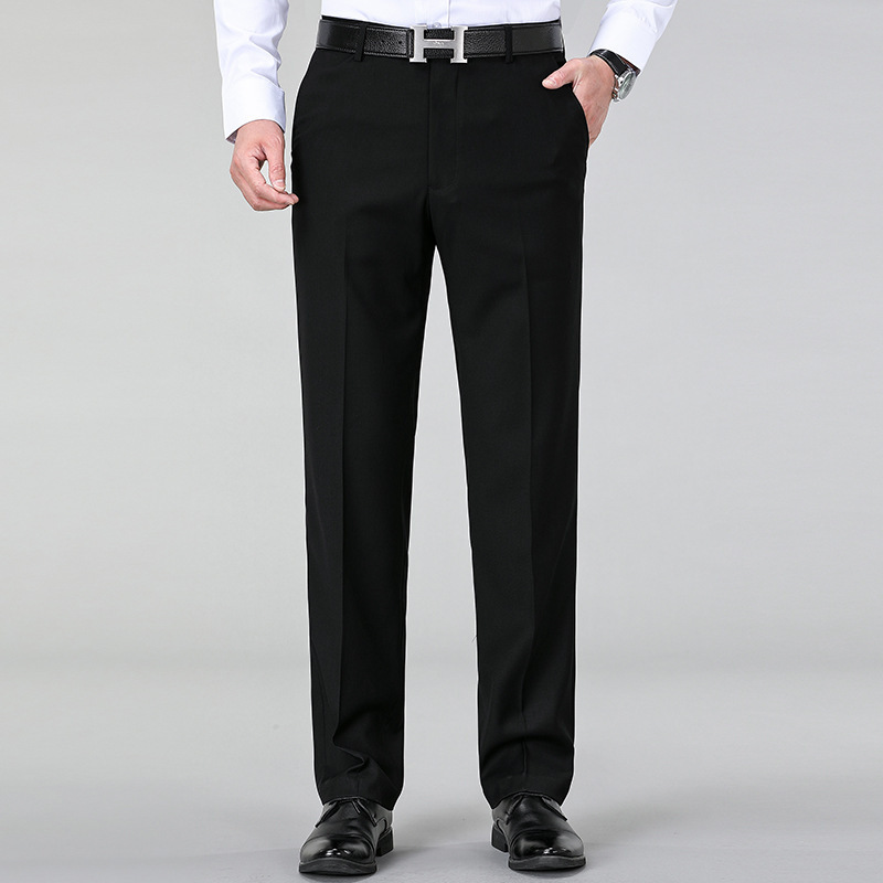 Middle-aged men's wool suit pants autumn and winter thick high waist loose straight men's pants business casual non-ironing suit pants Middle-aged men's wool suit pants autumn and winter thick high waist loose straight men's pants business casual non-ironing suit pants