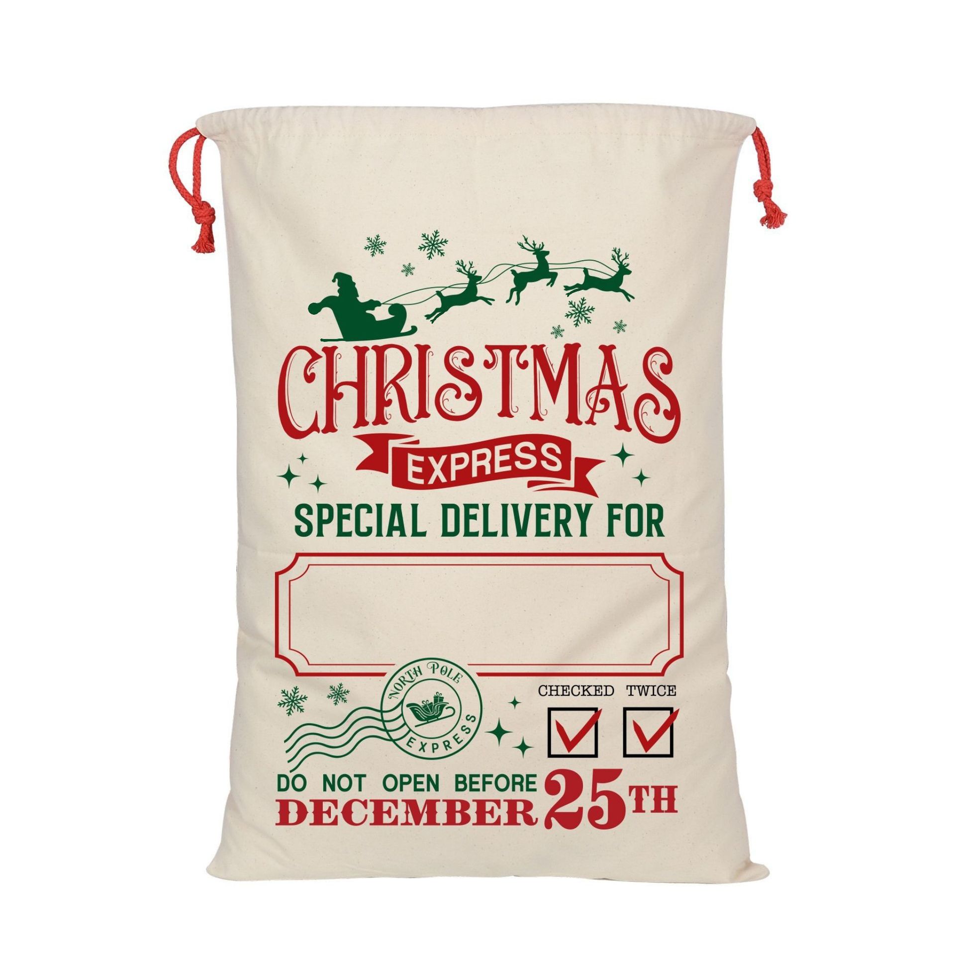 2024新款工厂现货束口袋 环保涤纶工艺礼品袋 精美圣诞图案抽绳袋