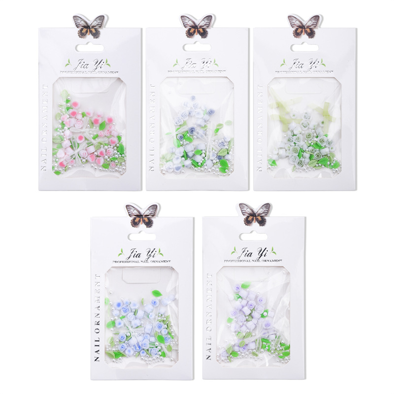 Nuevos productos accesorios para uñas de rosas, difuminado degradado, mezcla de flores de rosa de camelia, adornos de uñas tridimensionales