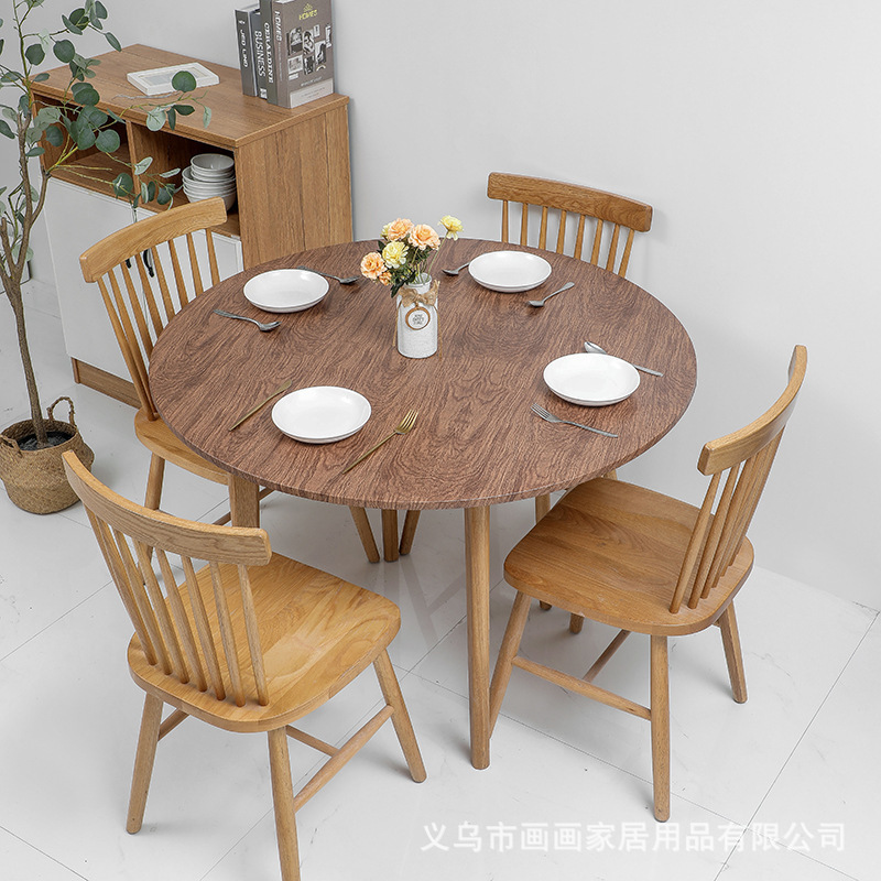 PEVA elastic band table round elastic table cover waterproof oil-proof table cloth flannel backing pine wood grain table cover PEVA elastic band table round elastic table cover waterproof oil-proof table cloth flannel backing pine wood grain table cover