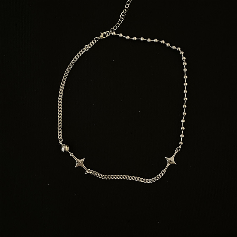 Schlüsselbeinkette Nische Runde Perle Kugelkette Spleißen Mans Stern Schlüsselbeinkette Halskette display picture 8