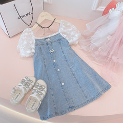女童牛仔裙連衣裙夏2023新款洋氣童裝夏裝女孩裙子兒童公主裙夏季
