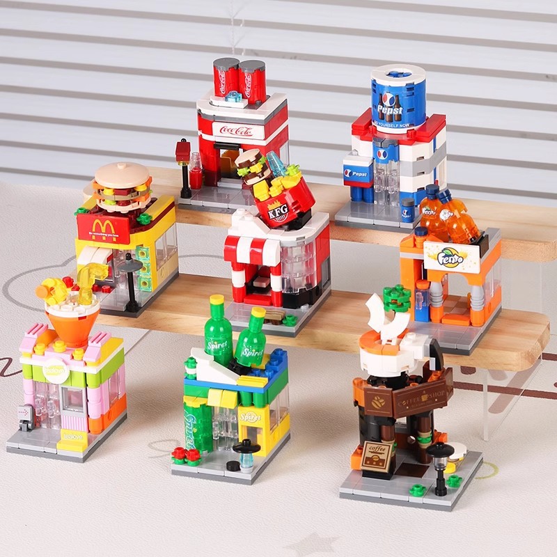 Compatible con Lego European Commercial Life Street Building Street Building Block Street View Six Children's Toy Boy Gift