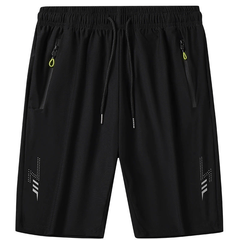 Summer quick dry silk sports cool shorts for leisure, thin beach trousers, oversize