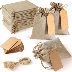 Cross-border 25pcs linen bunch pocket wedding party gift bag Christmas jewelry bag diy linen bag set