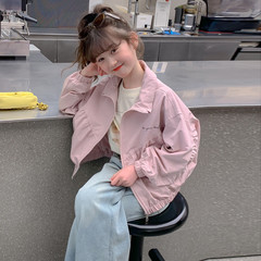 女童秋装外套2025新款儿童洋气韩版女孩春秋季夹克蝙蝠袖字母上衣