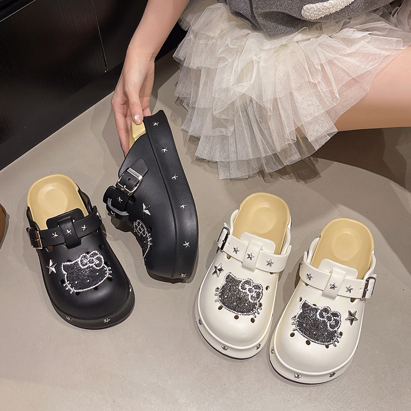 Croc Shoes Internet Celebrity Slippers Women's Outer Wear Summer 2025 New Summer Thick-Soled Outdoor Sandals Women's Toe-Toe Slippers