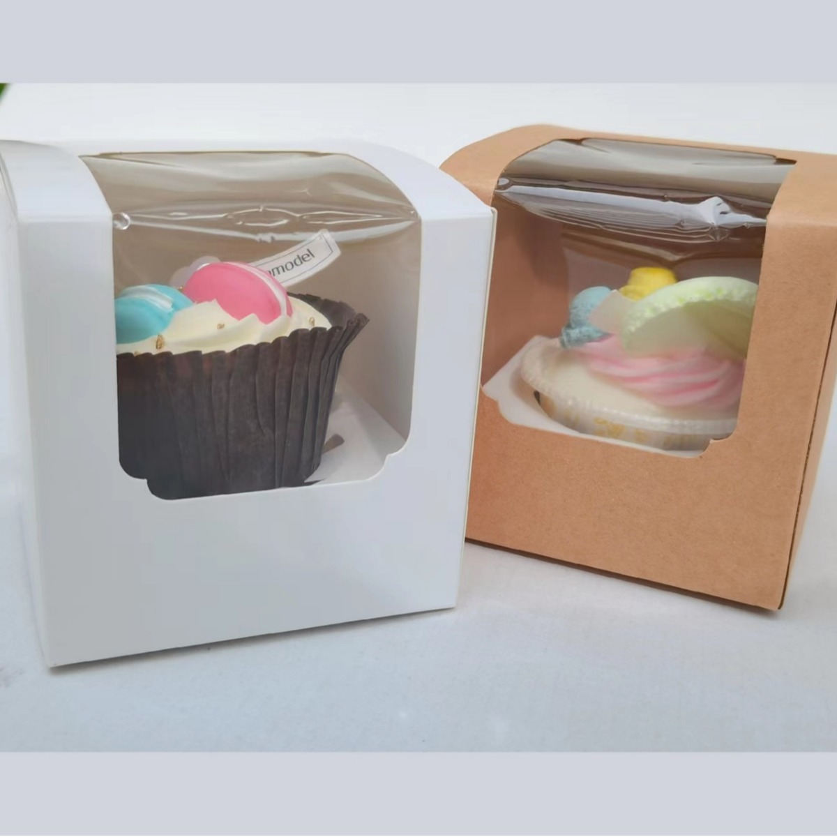 透明开窗1粒马芬盒纸杯蛋糕小蛋糕盒手提甜品盒西点包装盒送内托
