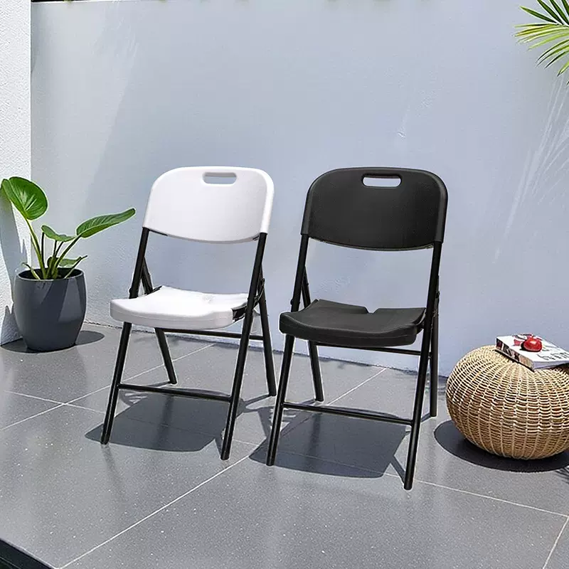 亚马逊餐椅简约会议室塑料靠背椅子加厚户外便携手提椅凳子折叠椅