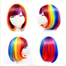 O 18161 Rainbow Anime Bob Wig �ʺ綯���ٷ� ����ѷŷ���羳