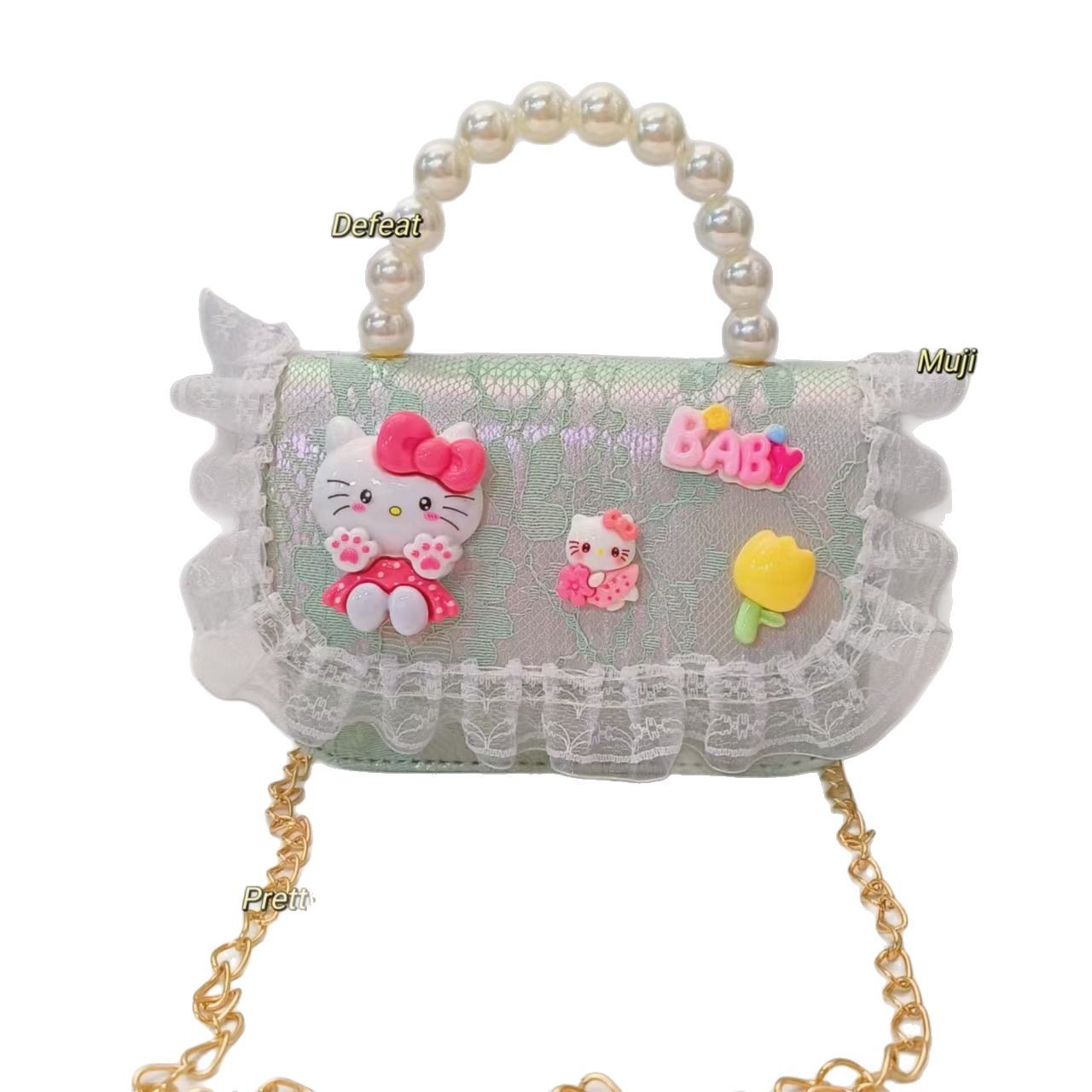 Cartoon KT feline bolso bolso de perla bolso de hombro mochila bolso de cambio bolso de cadena bolso pequeño bolso cuadrado bolso para niños