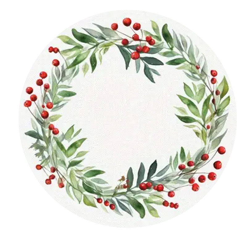 Transfronterizos Amazon temu Navidad lino redondo almohadilla de mesa de corte borde artesanía cocina almohadilla de mesa de comedor