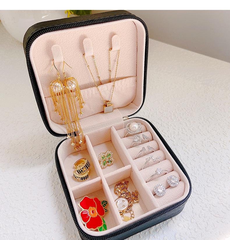 Schmuckschatulle Reise-Aufbewahrungsbox tragbar Geschenkbox Ohrstecker Ring Verpackung Schmuckdose Premium-Schmuckkasten Schmuckkästchen Schmuckschatulle