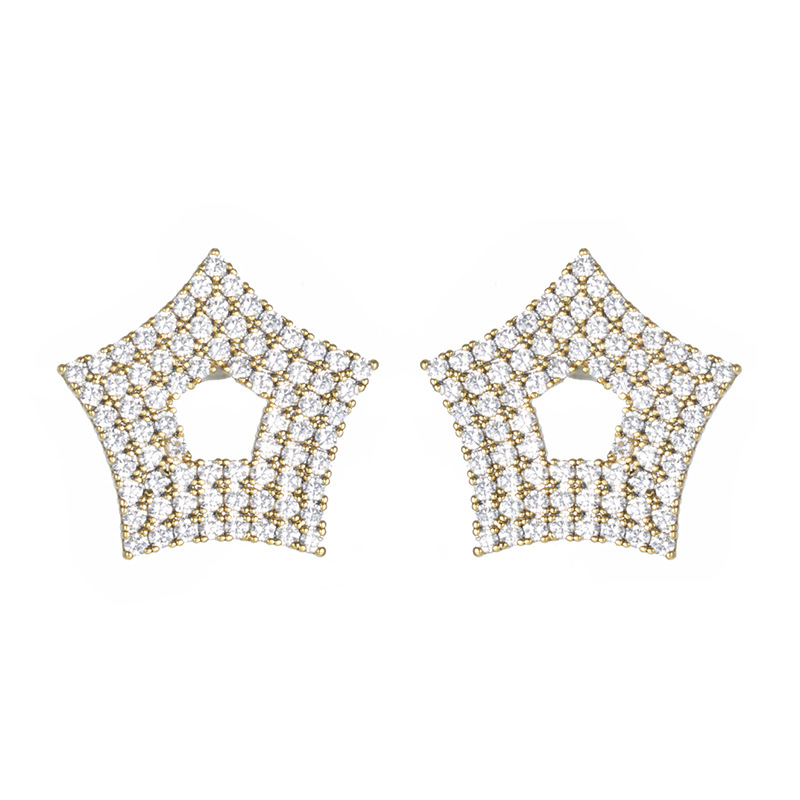 Xuping joyería bronce de piedra geométrica estrella pernos de orejas para mujeres ins lujo ligero aretes de alta sensación de verano para mujeres