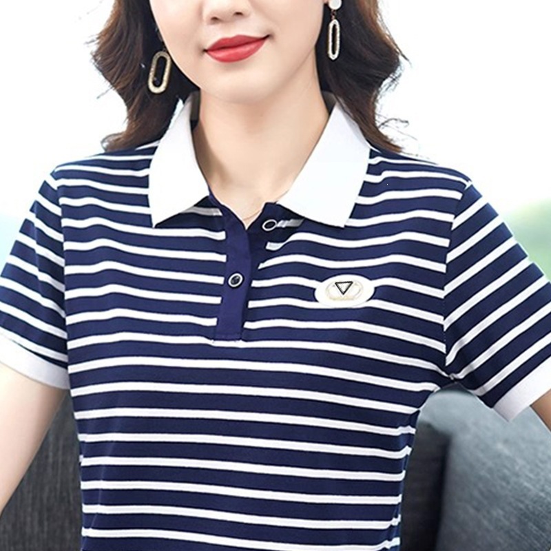[Combed Cotton 95% Spandex 5%] New Fashionable and Slimming Color-Blocked Striped Short-Sleeve T-Shirt, Perfect for Summer.