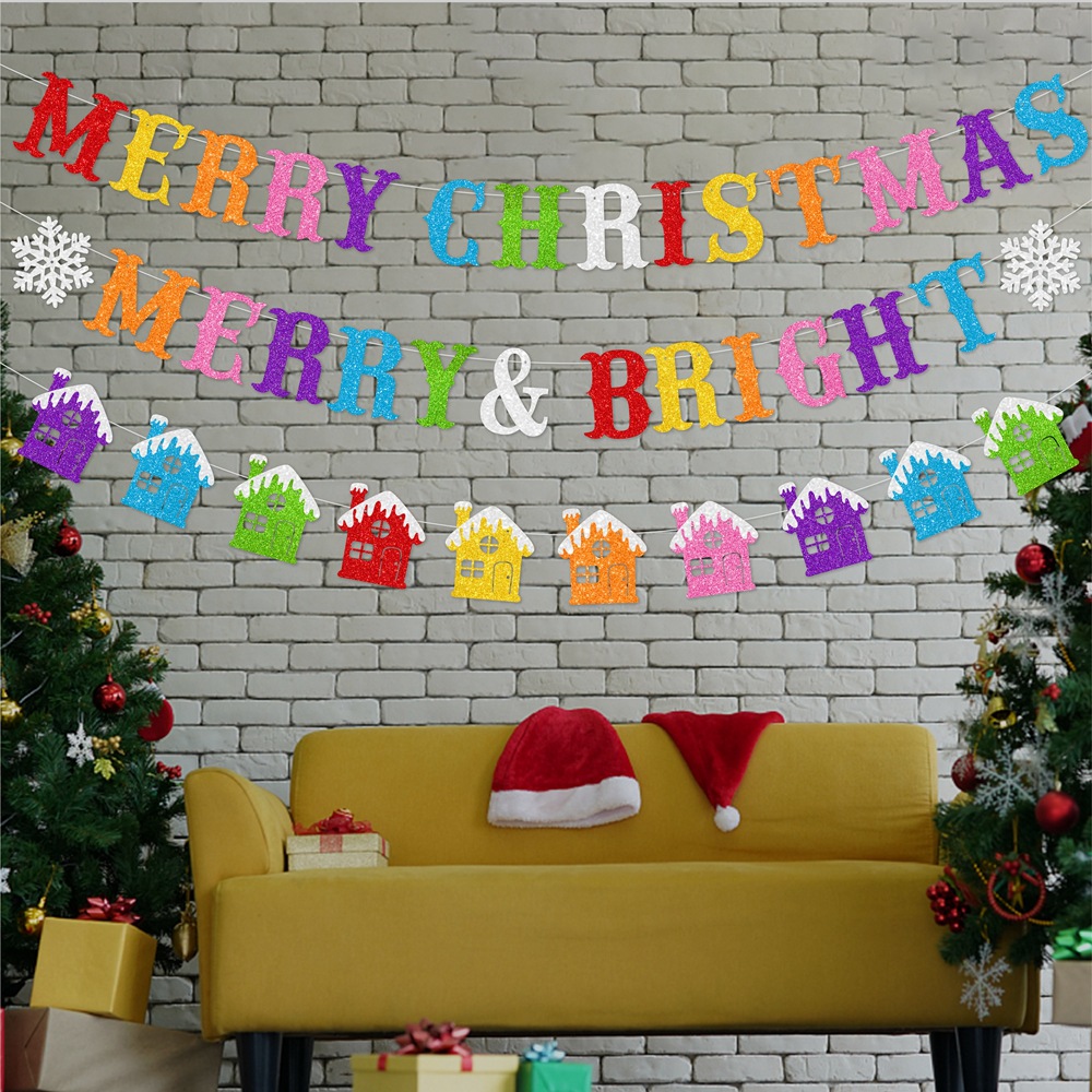 Amazon Navidad decoraciones de bandera de color bandera de bandera de bandera de Navidad decoración de fondo diseño de escena