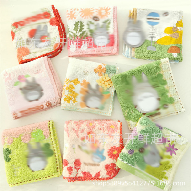 Export Japanese Single Foreign Trade Cotton Untwisted Jacquard Cotton Embroidery Cartoon Cute Cat 23*23 Embroidered Handkerchief Small Square Towel Export Japanese Single Foreign Trade Cotton Untwisted Jacquard Cotton Embroidery Cartoon Cute Cat 23*23 Embroidered Handkerchief Small Square Towel