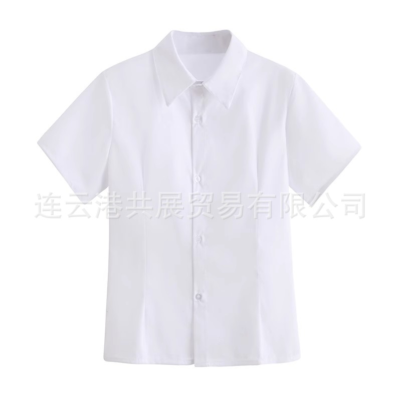 White Shirt Women's Short-Sleeved Slim-Fitting Pointed Collar Professional Wear Formal Work Clothes with Basic Jk Uniform Manufacturer Customization