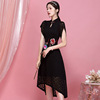 Embroidered irregular lace cheongsam improved dress