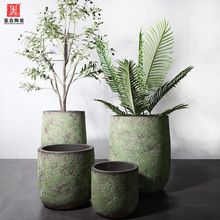 落地大花盆现代简约绿色花瓶粗陶室内院子绿植水培植物大口径盆栽