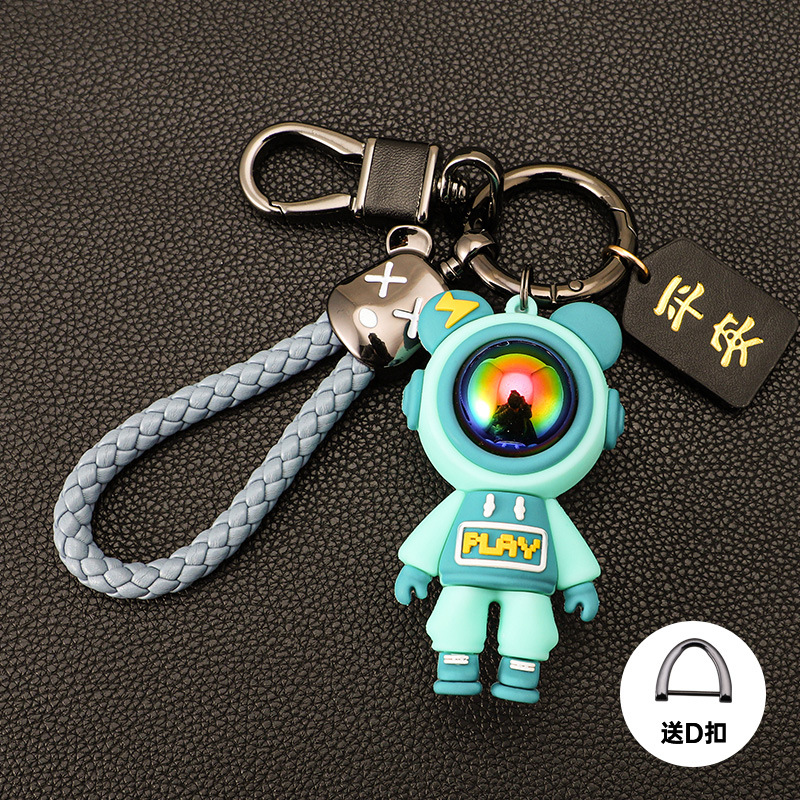 Cross-border Lightning Bear Car Llavero de silicona Colgante de oso violento Cuerda de mano Llavero de cuero de alta gama Fu