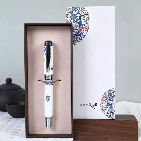 Chinese-style ceramic pen holder, signature pen gift set, business gift, ballpoint pen, gel pen, with logo printing