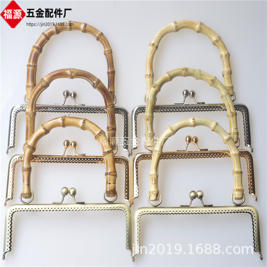 20cm方形花边光面竹子手挽口金 25cm竹提手加粗色泽光滑 多色可选