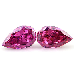 Rose Red Zircon Drop Shape Ice Flower Cut Synthetic Gemstone Jewelry Pear Shape High Carbon Diamond Ring Main Stone