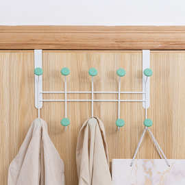 免打孔门后挂钩置物架衣帽排钩门背式挂衣服收纳架多功能金属排钩
