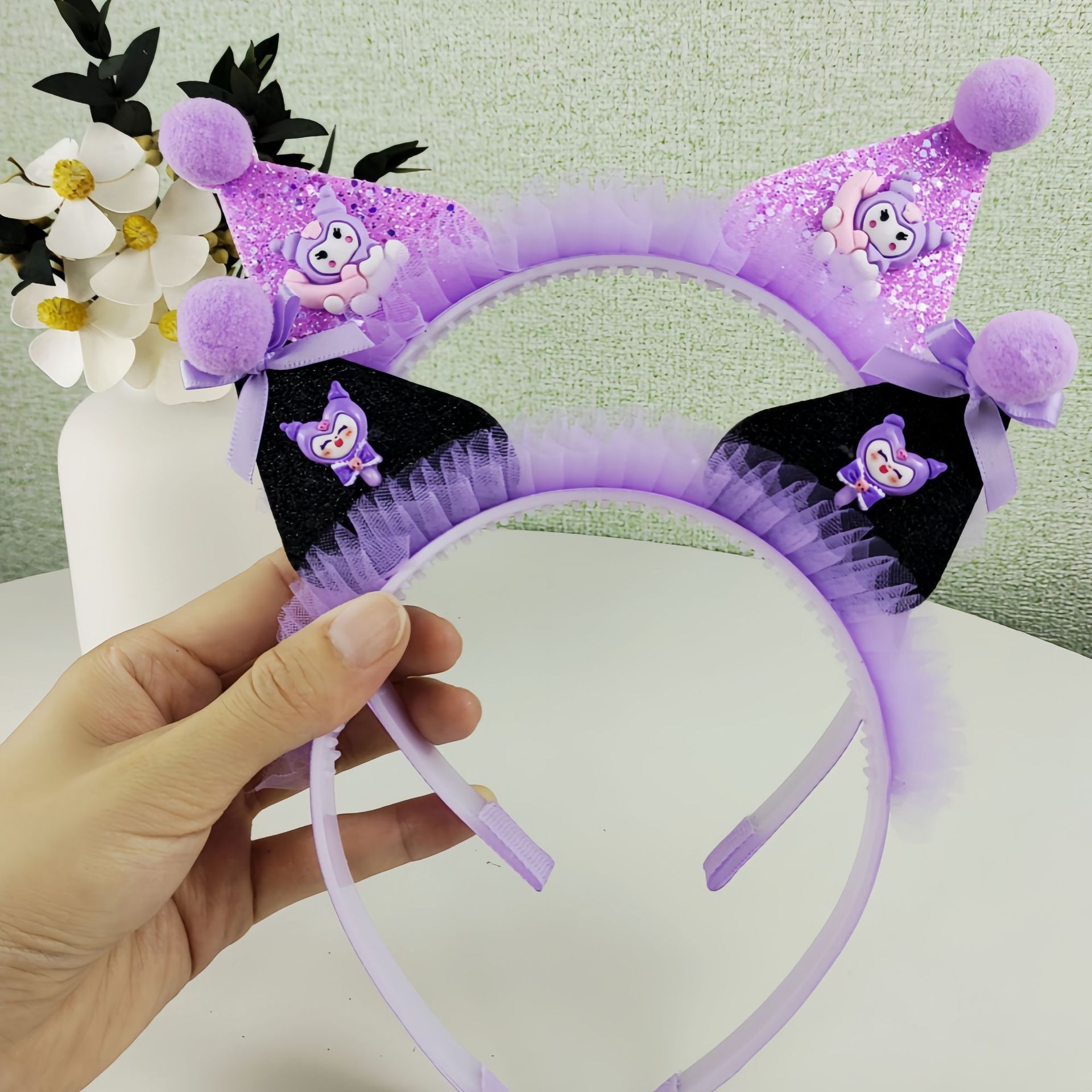 Kulomi niños bandas de cabello niñas lindas caricaturas coronas bandas de cabello princesa foto show tarjetas de cabello niñas adornamientos de cabello